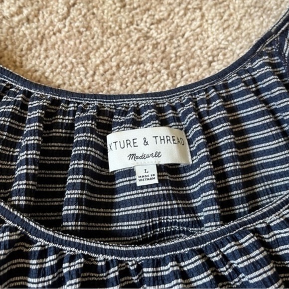 EUC Madewell Blouse navy/white stripe size L - Picture 3 of 4